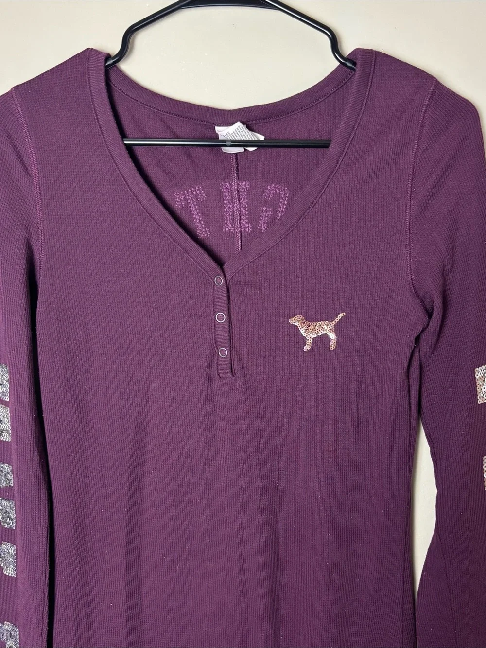 Victoria's Secret PINK Bling Thermal Long Jane One Piece Onesie Pajama Size S